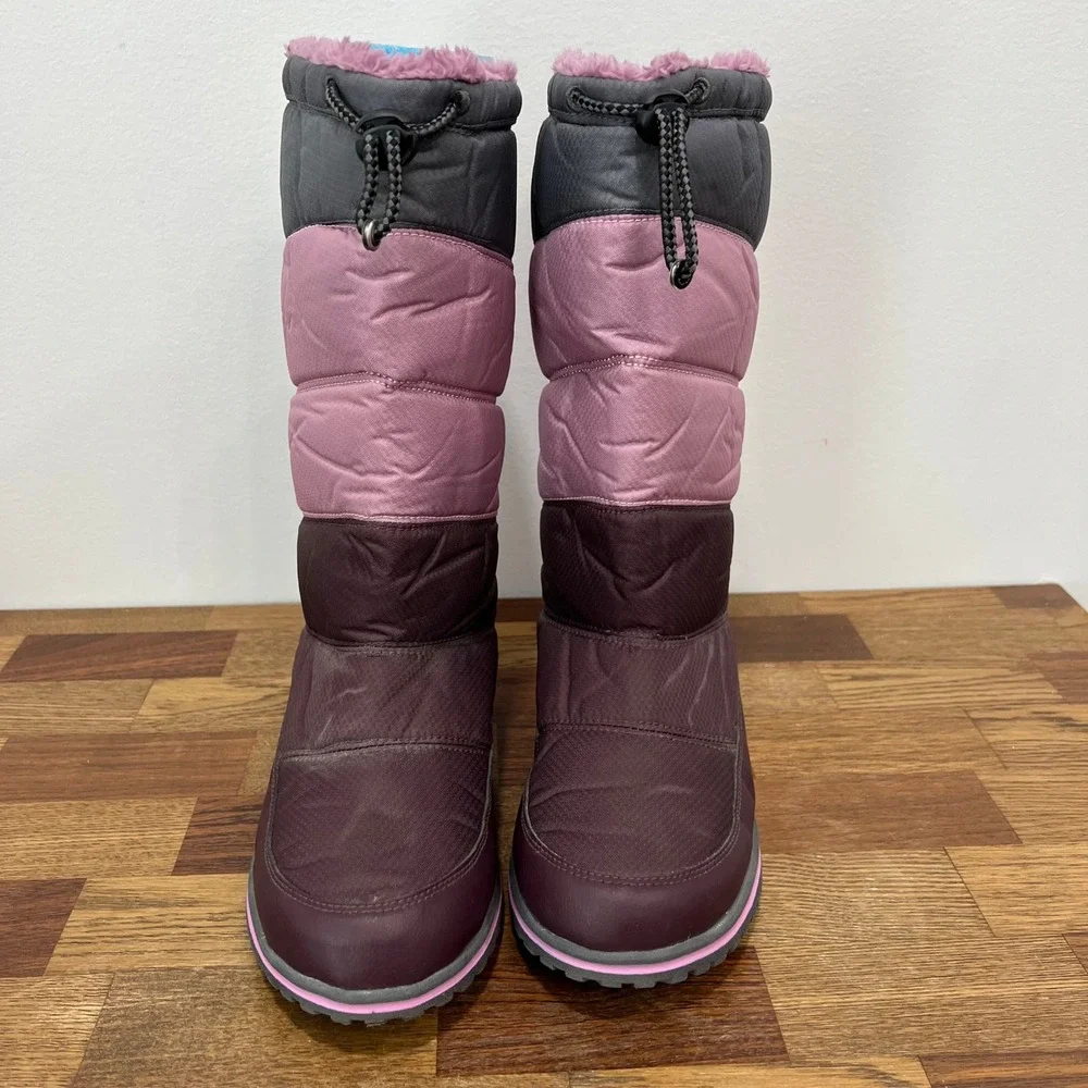 LL Bean Kids‎ Winter Boots 5 Knee High Puffer Purple Color Block Outdoor Snow